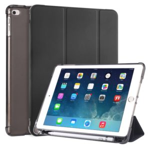 For iPad Air / Air 2 / 9.7 (2017) & (2018) 3-folding Horizontal Flip PU Leather + Shockproof TPU Case with Holder & Pen Slot(Black) (OEM)