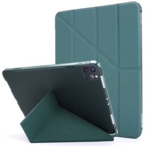 For iPad Pro 12.9 (2020/2018) Multi-folding Horizontal Flip PU Leather + Shockproof TPU Case with Holder & Pen Slot(Deep Green) (OEM)