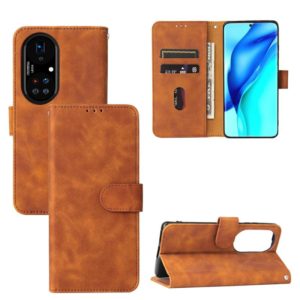 For Huawei P50 Solid Color Skin Feel Magnetic Buckle Horizontal Flip Calf Texture PU Leather Case with Holder & Card Slots & Wallet(Brown) (OEM)