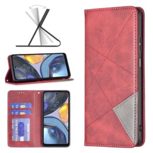 For Motorola Moto G22 Prismatic Invisible Magnetic Leather Phone Case(Red) (OEM)