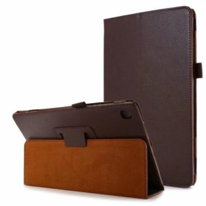 For Samsung Galaxy Tab A7 10.4 (2020) T500 Litchi Texture Horizontal Flip Solid Color Leather Case with Holder(Coffee) (OEM)
