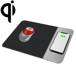 OJD-36 QI Standard 10W Lighting Wireless Charger Rubber Mouse Pad, Size: 26.2 x 19.8 x 0.65cm (Grey) (OEM)