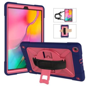 For Galaxy Tab A 10.1 (2019) T510 Contrast Color Silicone + PC Combination Case with Holder(Navy Blue + Rose Red) (OEM)