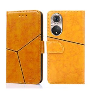 For Honor 50 Pro Geometric Stitching Horizontal Flip Leather Phone Case(Yellow) (OEM)