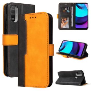 For Motorola Moto E40 / E30 / E20 Stitching-Color Flip Leather Phone Case with Holder(Orange) (OEM)
