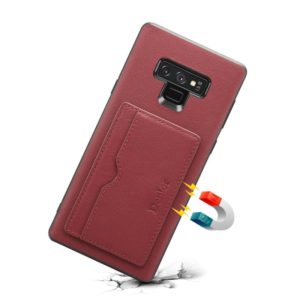For Galaxy Note9 Denior V3 Luxury Car Cowhide Leather Protective Case with Holder & Card Slot(Dark Red) (Denior) (OEM)