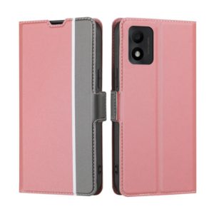 For TCL 303 Twill Texture Side Button Leather Phone Case(Pink) (OEM)