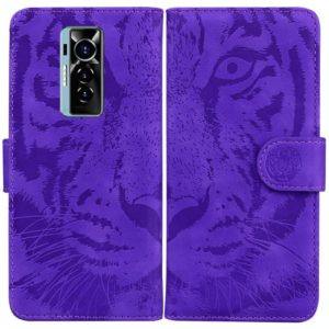 For Tecno Phantom X Tiger Embossing Pattern Horizontal Flip Leather Phone Case(Purple) (OEM)