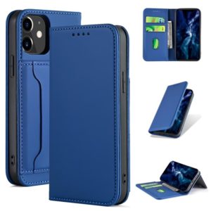 For iPhone 12 mini Strong Magnetism Shockproof Horizontal Flip Liquid Feel Leather Case with Holder & Card Slots & Wallet(Blue) (OEM)