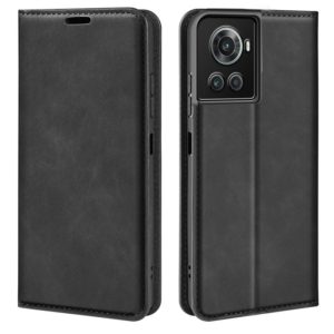 For OnePlus Ace / 10R Retro-skin Magnetic Suction Leather Phone Case(Black) (OEM)
