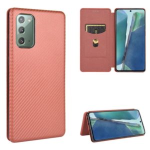 For Samsung Galaxy Note20 Carbon Fiber Texture Horizontal Flip TPU + PC + PU Leather Case with Card Slot(Brown) (OEM)