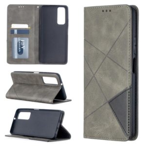 For Huawei P smart 2021 / Y7a Prismatic Invisible Magnetic Horizontal Flip Leather Case with Holder & Card Slots & Photo Frame(Grey) (OEM)