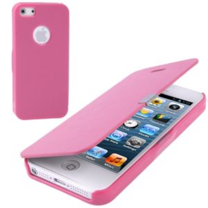 Ultra Slim Flip Leather Cover with Plastic Back Shell for iPhone 5 & 5s & SE (Magenta) (OEM)