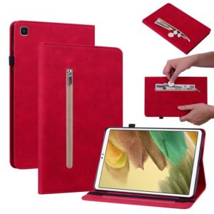 For Samsung Galaxy Tab A7 Lite T220 Skin Feel Solid Color Zipper Leather Tablet Case(Red) (OEM)
