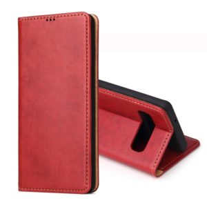 Dermis Texture PU Horizontal Flip Leather Case for Galaxy S10 Plus, with Holder & Card Slots & Wallet(Red) (OEM)