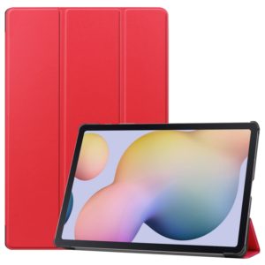 For Samsung Galaxy Tab S8+ / Tab S8 Plus / Tab S7 FE / Tab S7+ Custer Texture Smart PU Leather Case with Sleep / Wake-up Function & 3-Fold Holder(Red) (OEM)