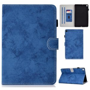 For Samsung Galaxy Tab A7 (2020) T500 Marble Style Cloth Texture Leather Case with Bracket & Card Slot & Pen Slot & Anti Skid Strip(Blue) (OEM)