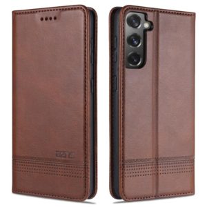 For Samsung Galaxy S21 5G AZNS Magnetic Calf Texture Horizontal Flip Leather Case with Card Slots & Holder & Wallet(Dark Brown) (AZNS) (OEM)
