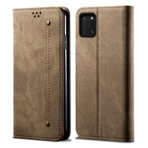 For Galaxy Note10 Lite / M60s / A81 Denim Texture Casual Style Horizontal Flip Leather Case with Holder & Card Slots & Wallet(Khaki) (OEM)