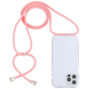 For iPhone 12 Pro Max Transparent Acrylic Airbag Shockproof Phone Protective Case with Lanyard(Pink) (OEM)