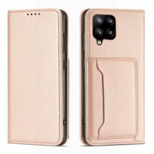 For Samsung Galaxy A42 Strong Magnetism Liquid Feel Horizontal Flip Leather Case with Holder & Card Slots & Wallet(Rose Gold) (OEM)