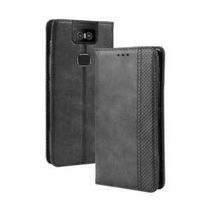 Magnetic Buckle Retro Crazy Horse Texture Horizontal Flip Leather Case for Asus Zenfone 6 ZS630KL, with Holder & Card Slots & Photo Frame(Black) (OEM)