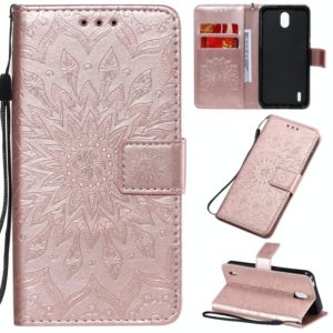 For Nokia 1.3 Embossed Sunflower Pattern Horizontal Flip PU Leather Case with Holder & Card Slots & Wallet & Lanyard(Rose Gold) (OEM)