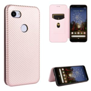 For Google Pixel 3a XL Carbon Fiber Texture Horizontal Flip TPU + PC + PU Leather Case with Card Slot(Pink) (OEM)