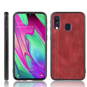 For Galaxy A30/A20 Shockproof Sewing Cow Pattern Skin PC + PU + TPU Case(Red) (OEM)