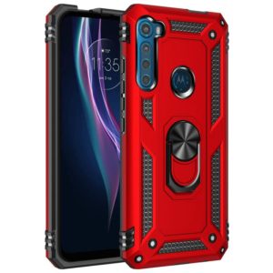 For Motorola Moto One Fusion Plus Shockproof TPU + PC Protective Case with 360 Degree Rotating Holder(Red) (OEM)