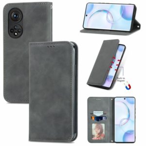 For Honor 50 Retro Skin Feel Business Magnetic Horizontal Flip Leather Case with Holder & Card Slots & Wallet & Photo Frame(Gray) (OEM)