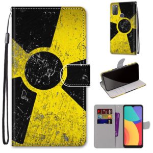 For Alcatel 3L 2021 Coloured Drawing Cross Texture Horizontal Flip PU Leather Case with Holder & Card Slots & Wallet & Lanyard(Yellow Black Logo) (OEM)