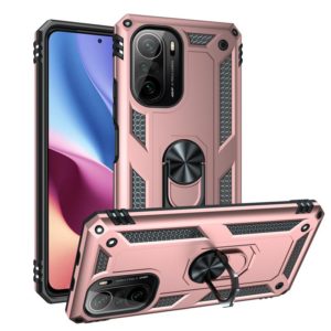 For Xiaomi Redmi K40 / K40 Pro Shockproof TPU + PC Protective Case with 360 Degree Rotating Holder(Rose Gold) (OEM)