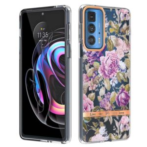 Flowers and Plants Series IMD TPU Phone Case For Motorola Edge 20 Pro(Purple Peony) (OEM)