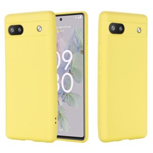 For Google Pixel 6a Pure Color Liquid Silicone Phone Case(Yellow) (OEM)