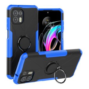 For Motorola Moto Edge 20 Lite Armor Bear Shockproof PC + TPU Phone Protective Case with Ring Holder(Blue) (OEM)