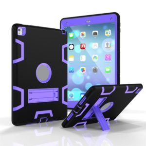 For iPad 9.7(2017) Shockproof PC + Silicone Protective Case，with Holder(Black Purple) (OEM)