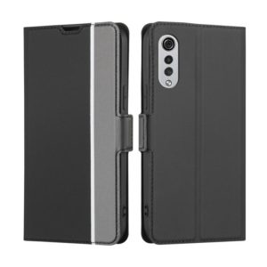For LG Velvet Twill Texture Side Button Leather Phone Case(Black) (OEM)