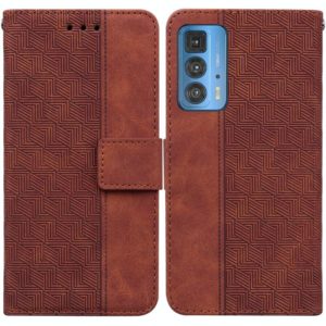 For Motorola Moto Edge 20 Pro Geometric Embossed Leather Phone Case(Brown) (OEM)