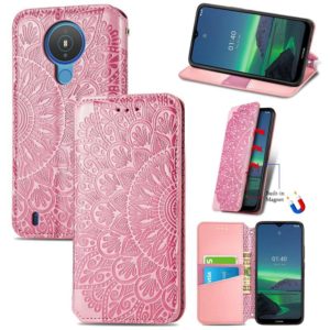 For Nokia 1.4 Blooming Mandala Embossed Pattern Magnetic Horizontal Flip Leather Case with Holder & Card Slots & Wallet(Pink) (OEM)