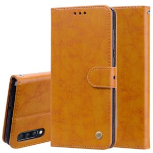 Business Style Oil Wax Texture Horizontal Flip Leather Case for Galaxy A70, with Holder & Card Slots & Wallet (Brown) (OEM)