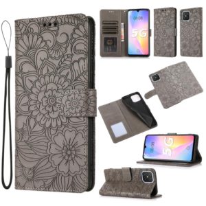 For Huawei nova 8 SE Skin Feel Embossed Sunflower Horizontal Flip Leather Case with Holder & Card Slots & Wallet & Lanyard(Grey) (OEM)
