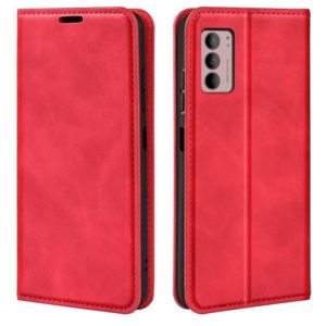 For Motorola Moto G42 Retro-skin Magnetic Suction Leather Phone Case(Red) (OEM)