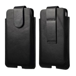 Universal Cow Leather Vertical Mobile Phone Leather Case Waist Bag For 6.1 inch and Below Phones(Black) (OEM)