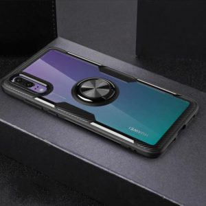 Scratchproof TPU + Acrylic Ring Bracket Protective Case For Huawei P20(Black) (OEM)