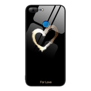 For Honor 9 Lite Colorful Painted Glass Phone Case(Black Love) (OEM)