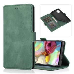 For Samsung Galaxy A71 Retro Magnetic Closing Clasp Horizontal Flip Leather Case with Holder & Card Slots & Photo Frame & Wallet(Dark Green) (OEM)