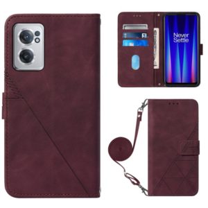 For OnePlus Nord CE 2 5G Crossbody 3D Embossed Flip Leather Phone Case(Wine Red) (OEM)