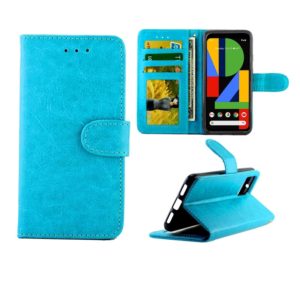 For Google Pixel4 Crazy Horse Texture Leather Horizontal Flip Protective Case with Holder & Card Slots & Wallet & Photo Frame(Baby Blue) (OEM)