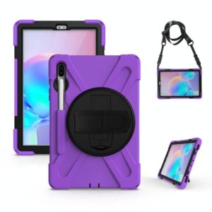 For Samsung Galaxy Tab S6 10.5 inch T860 / T865 Shockproof Colorful Silicone + PC Protective Case with Holder & Shoulder Strap & Hand Strap & Pen Slot(Purple) (OEM)
